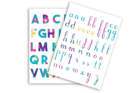 Stickers Alphabet coloré - 73 Stickers - Gommettes Alphabet, messages – 10doigts.fr