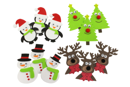 Stickers de Noël en caoutchouc souple - 12 stickers - Formes en Mousse autocollante – 10doigts.fr