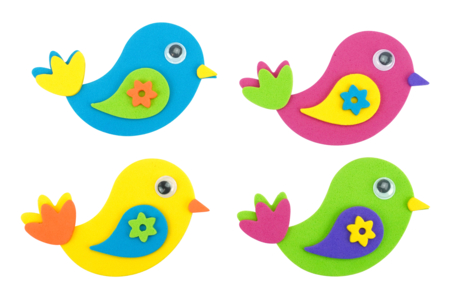 Kit stickers oiseaux - 30 oiseaux + yeux mobiles - Kits créatifs gommettes – 10doigts.fr