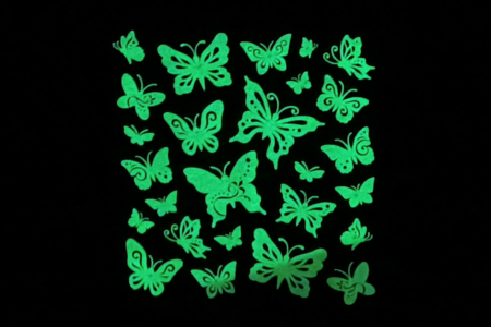 Stickers papillons phosphorescents - 26 pièces - Gommettes Phosphorescentes – 10doigts.fr