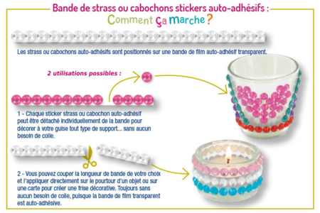 Bande de strass adhésifs fleurs - 225 strass - Stickers Strass – 10doigts.fr