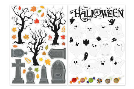 Stickers d'Halloween vitrostatiques - 170 stickers - Kits créatifs Halloween – 10doigts.fr