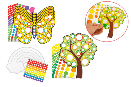SUPER PROMO : 3 kits gommettes (Arbres + Papillons + Arc-en-ciel) - Kits créatifs avec gommettes : le plein d’idées pour les petits artistes – 10doigts.fr