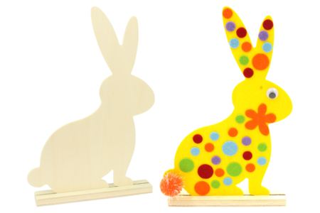 Silhouette lapin ou poule en bois + socle - Kits activités Pâques – 10doigts.fr