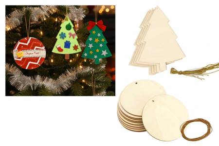 Suspensions en bois à décorer - formes au choix - Objets en bois Noël – 10doigts.fr