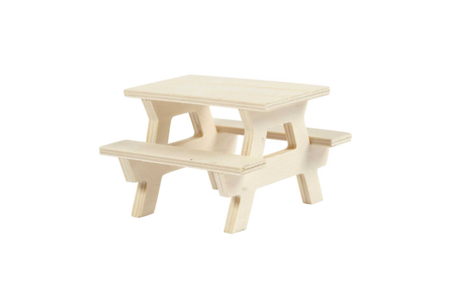 Table pique-nique en bois  - Univers Miniature : maison de poupée et miniatures – 10doigts.fr