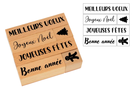 Tampons bois Noël - 6 pièces - Tampons encres et peintures – 10doigts.fr