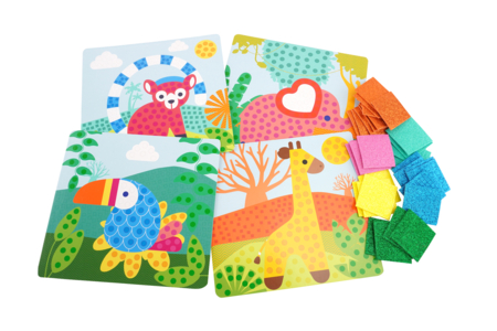 tbleaux gommettes animaux de la jungle - Kits créatifs avec gommettes : le plein d’idées pour les petits artistes – 10doigts.fr