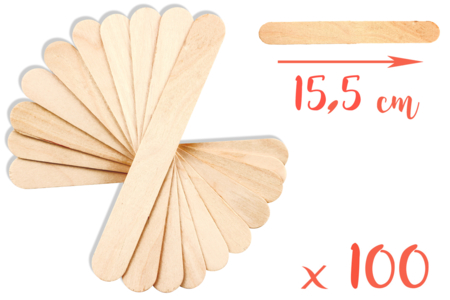 Maxi bâtonnets en bois naturel - Lot de 100 - Bâtonnets, tiges, languettes – 10doigts.fr