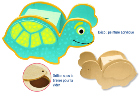 Tirelire tortue en bois - 10doigts.fr