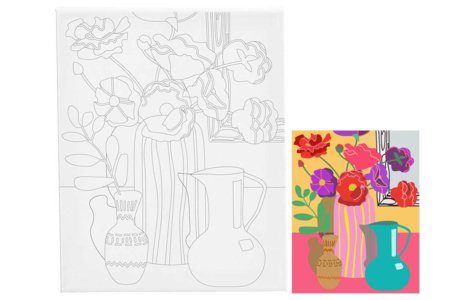 Toile imprimée 24 x 30 cm - Les vases - Peinture aux numéros – 10doigts.fr