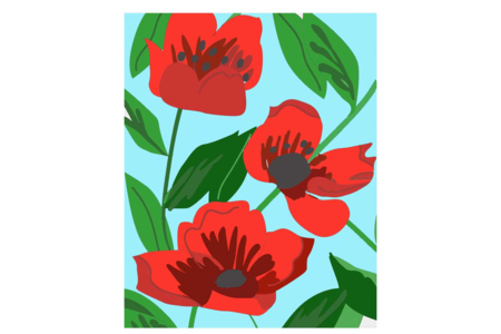 Toile imprimée à peindre - Les coquelicots - Châssis et Cartons toilés – 10doigts.fr