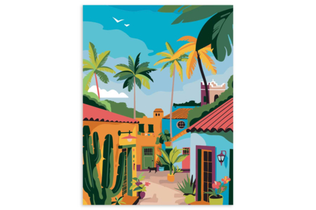 toile village mexicain - Peinture aux numéros : découvrez l'art du tableau numéroté pour tous – 10doigts.fr