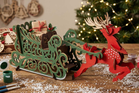 traineau noel peinture - Objets en bois Noël – 10doigts.fr