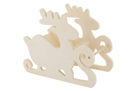 Traîneau renne en bois 23 cm - Décorations de Noël en bois – 10doigts.fr