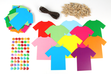 Guirlande trombinoscope - 30 cartes T-Shirt à personnaliser - Kits créatifs en Papier – 10doigts.fr