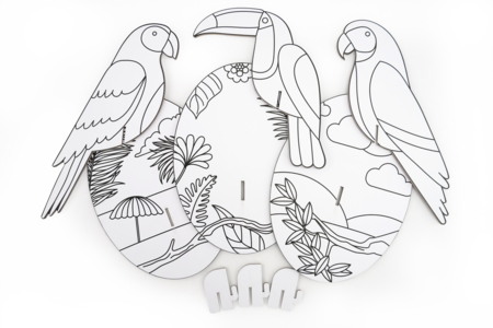 Trophées oiseaux 3D - Coloriage – 10doigts.fr