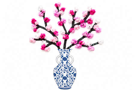 Vase chinois cerisier du japon - Formes en carte forte – 10doigts.fr