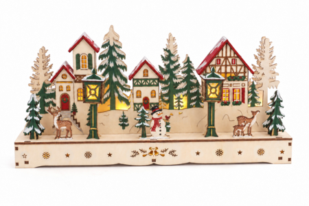 village de Noël en bois à peindre - Crèches et villages de Noël à fabriquer – 10doigts.fr