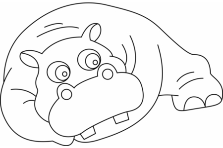 Coloriage Hippopotame 01 – 10doigts.fr