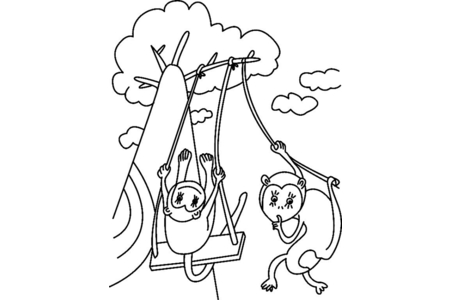 Coloriage Singe02 – 10doigts.fr