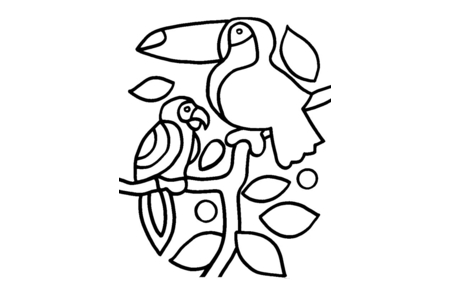 Coloriage Toucan et perroquet01 – 10doigts.fr