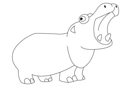 Coloriage Hippopotame 06 – 10doigts.fr