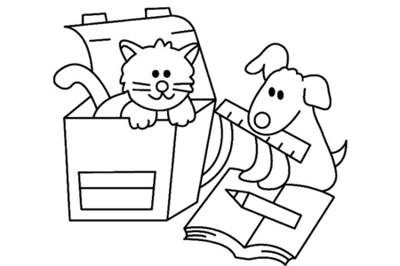 Coloriage Chat et chien 01 – 10doigts.fr