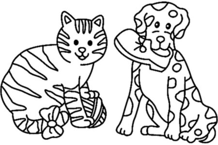 Coloriage Chat et chien 02 – 10doigts.fr