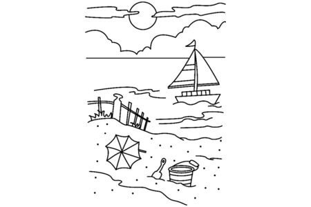 Coloriage Plage 01 – 10doigts.fr