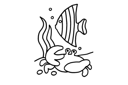 Coloriage Poisson et crabe 01 – 10doigts.fr