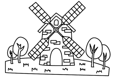 Coloriage Moulin 01 – 10doigts.fr