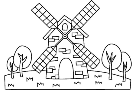 Coloriage Moulin 03 – 10doigts.fr