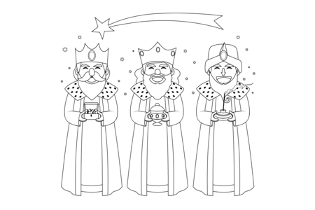 Coloriage Rois-mages-3 – 10doigts.fr