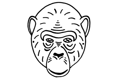 Coloriage Masque chimpanzé – 10doigts.fr