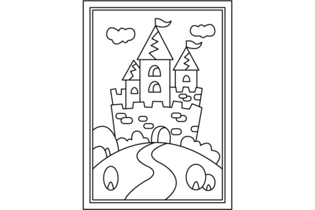 Coloriage Chateau 1 – 10doigts.fr