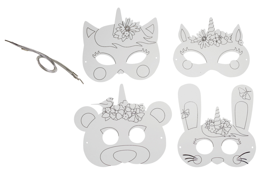Masques à colorier licornes - 4 motifs - Masques Créatifs