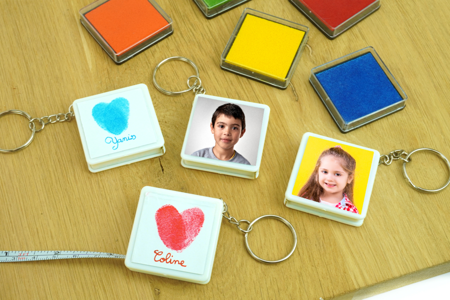 Porte-clés mètre empreintes de doigts + photo - Activités manuelles