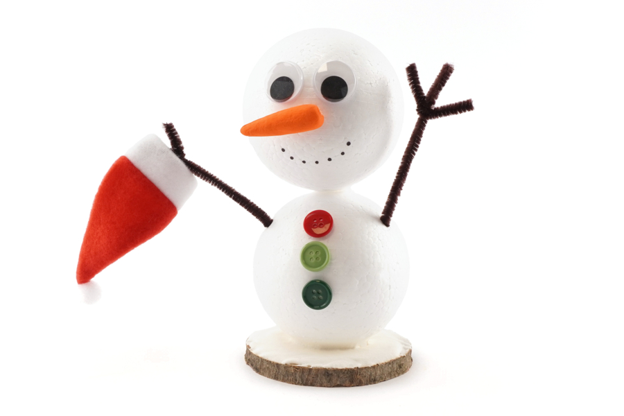 Bonhomme de neige avec des boules polystyrène - Activités manuelles Noël