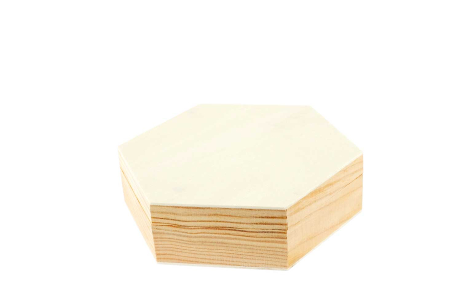 Boîte De Rangement Hexagonale En Bois Wooden World - PETIT - Design Élégant