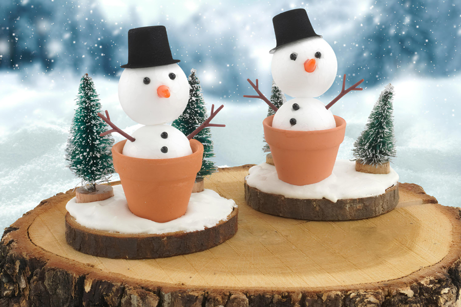 Petit bonhomme de neige dans un pot - Activités manuelles Noël