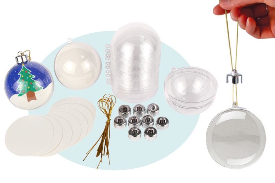 Boules 3 en 1, plastique transparent - 10 pièces - Boules de Noël DIY