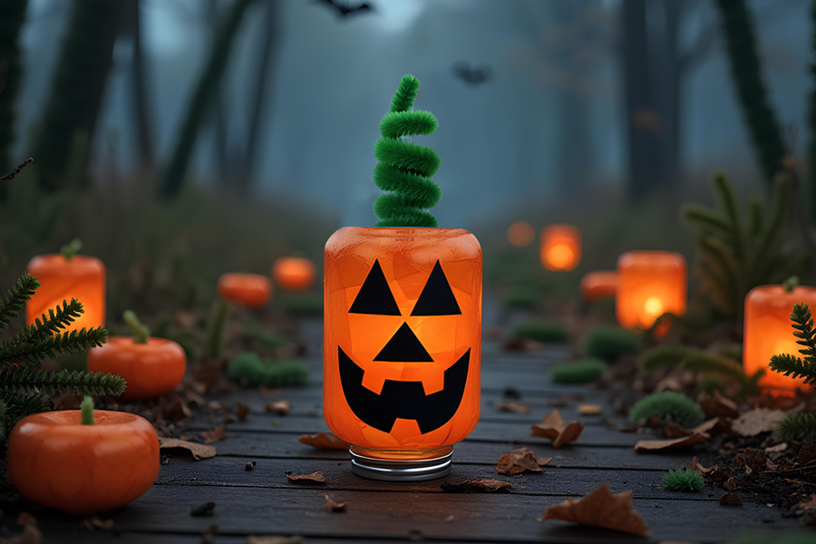 Citrouille animée parlante pour Halloween avec projecteur intégré et haut-parleur, citrouille effrayante pour fête d'Halloween (1 pièce) (citrouille effrayante