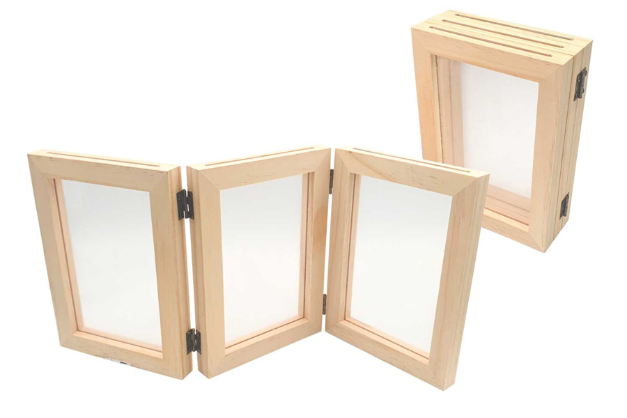Cadre triptyque double face en bois - Cadres photos en bois