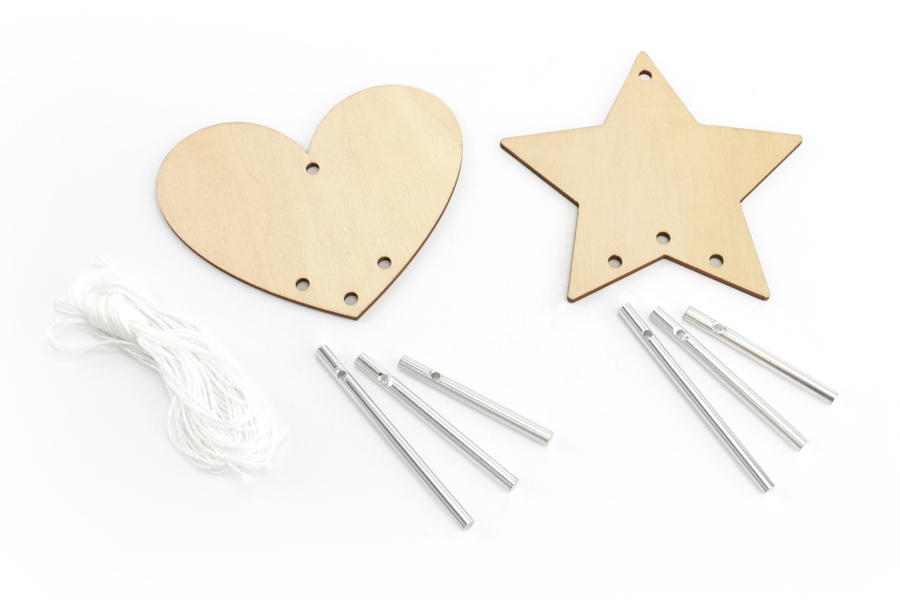 Kit De Bricolage Carillons De Noël En Bois - 12 Pièces Jésus, Peinture, Pinceaux, Cordes (activité Enfant)