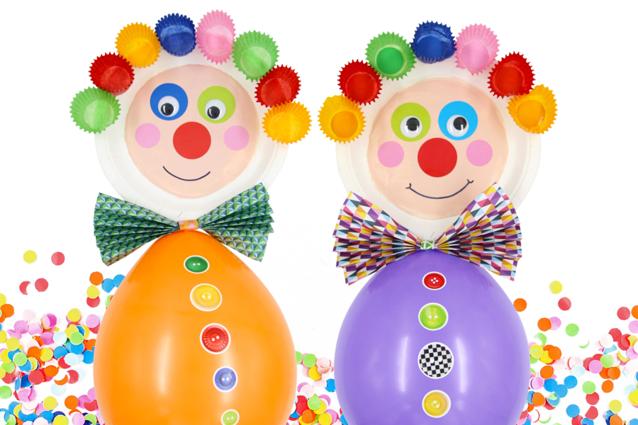 Clown géant avec un ballon Tutos Carnaval 10 Doigts