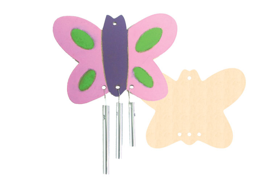 Kits de Bricolage Papillon Carillon à Vent 3D à Peindre DIY Crafts Kids En Bois Suspendu Avec Tubes de Carillon Pinceau Autocollant Strass Loisirs Créatifs Manuel Décoration DIY Cadeaux Pour Enfants