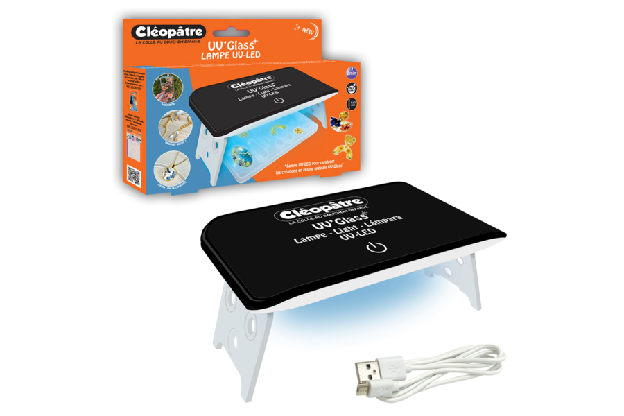 Création Bijoux Résine Kit Initiation Résine UV Cléopâtre - Résine 25g, Lampe UV 24W, Moules Bijoux/Noël, Accessoires Paillettes