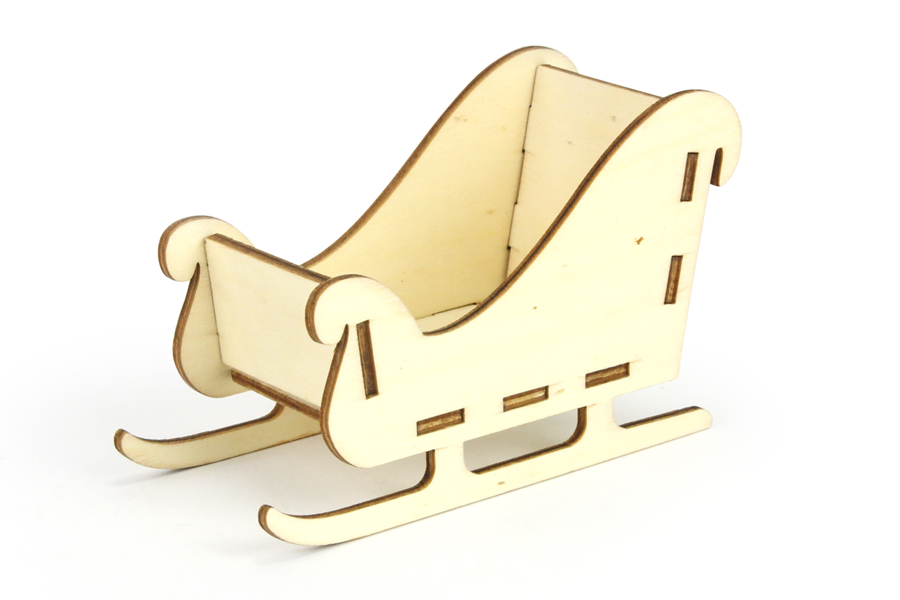 Traineau en bois à monter - 13 cm - Objets en bois Noël
