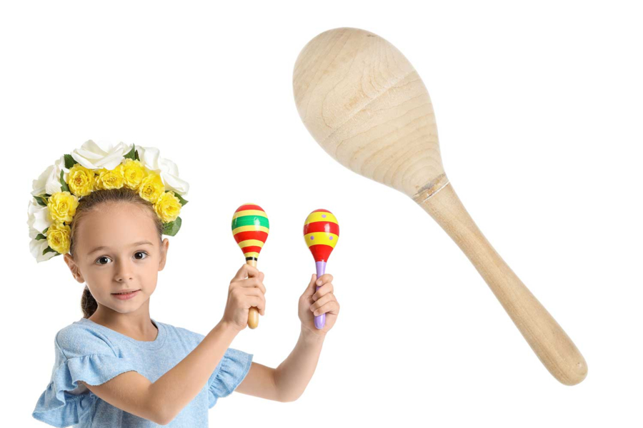 Maraca En Bois Peint Multicolore – 20 Cm, Instrument De Percussion, Pour Fêtes, Décoration, Ambiance Hawaïenne